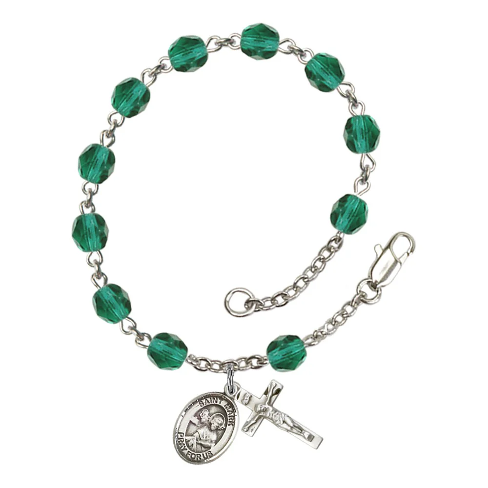 St. Mark The Evangelist Teal December Rosary Bracelet 6mm