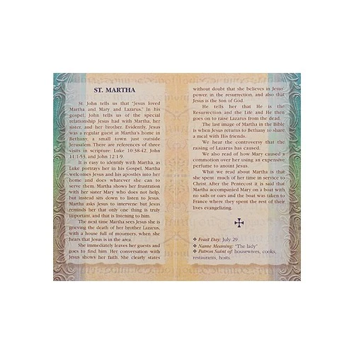 St. Martha - Mini Lives of the Saints Folded Prayer Card - Image 2