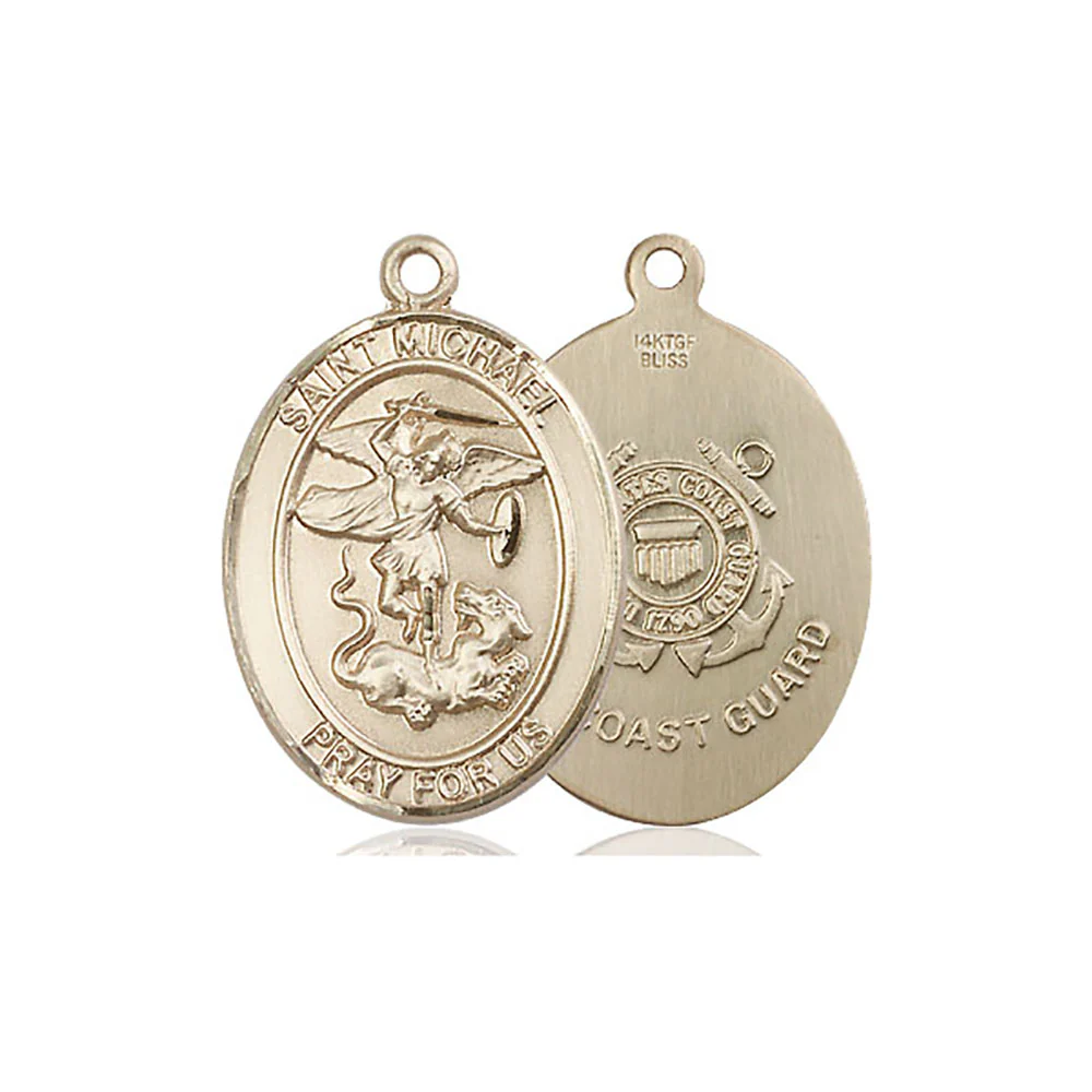 St. Michael 14kt Gold Filled Oval Military Necklaces - 24" - Image 2