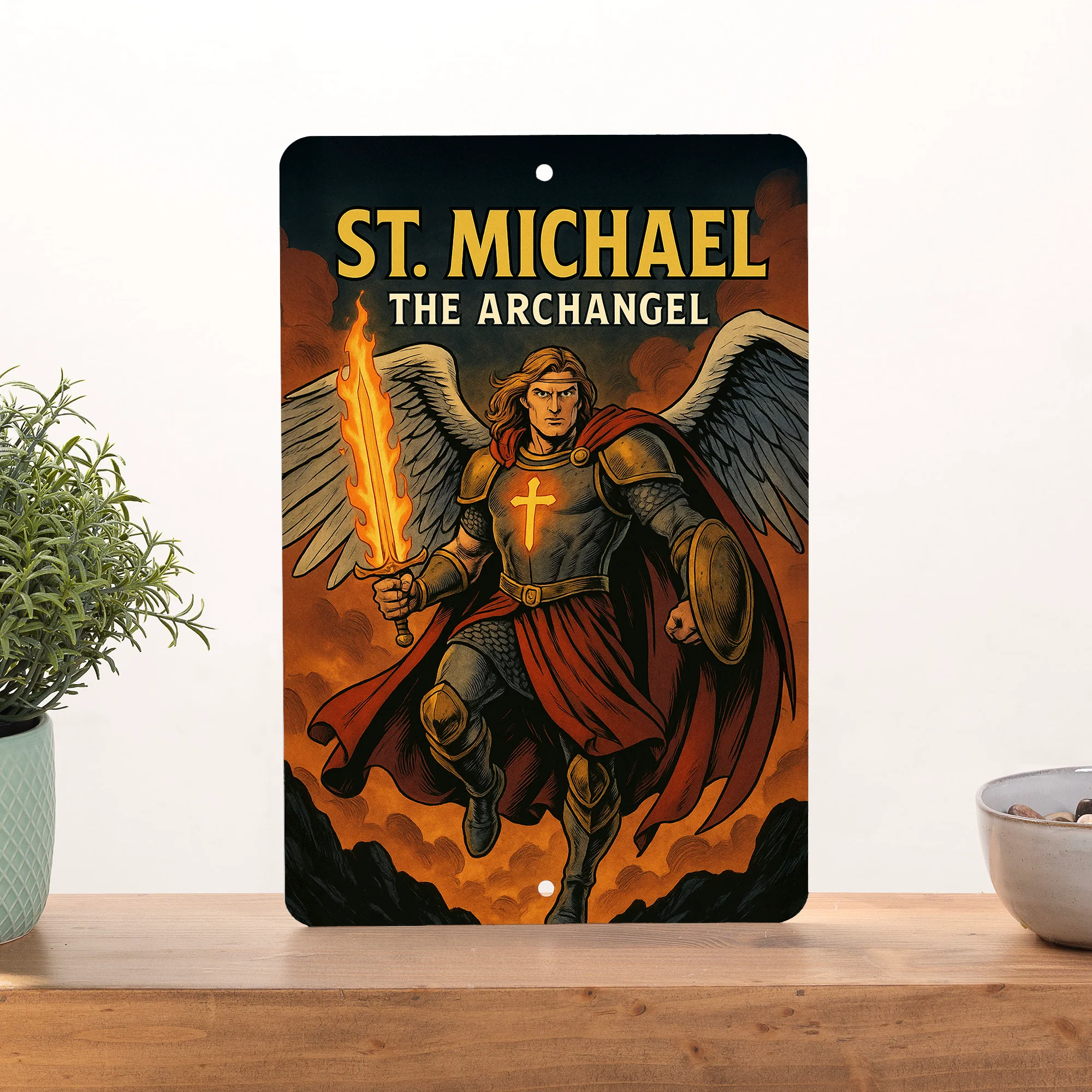 St. Michael Superhero Tin Sign
