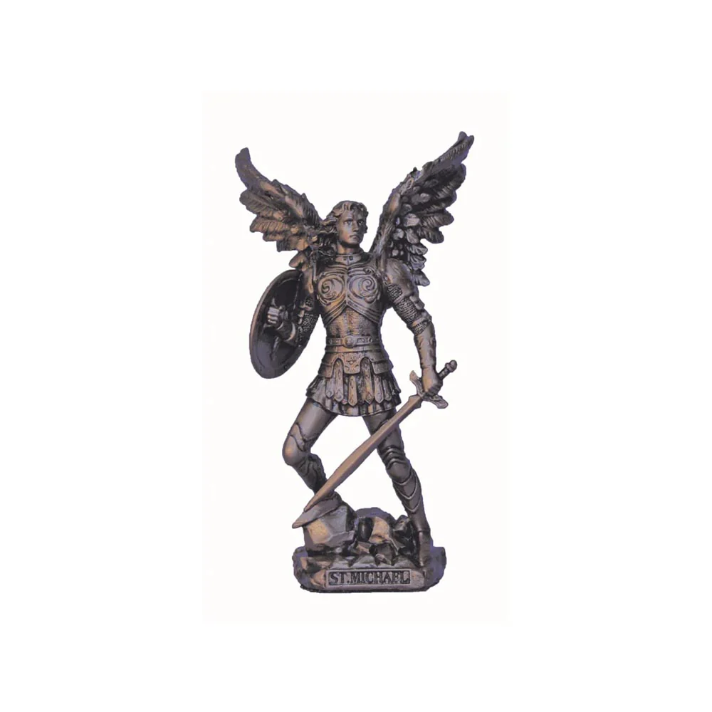 St. Michael Warrior Hand Painted Cold Cast Bronze Figurine - 4"
