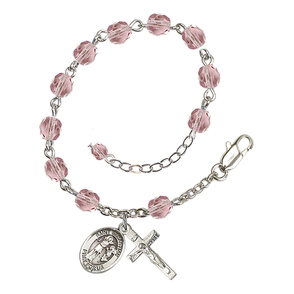 St. Sebastian Crystal Birthstone Rosary Bracelet - Multiple Birthstones - Image 6