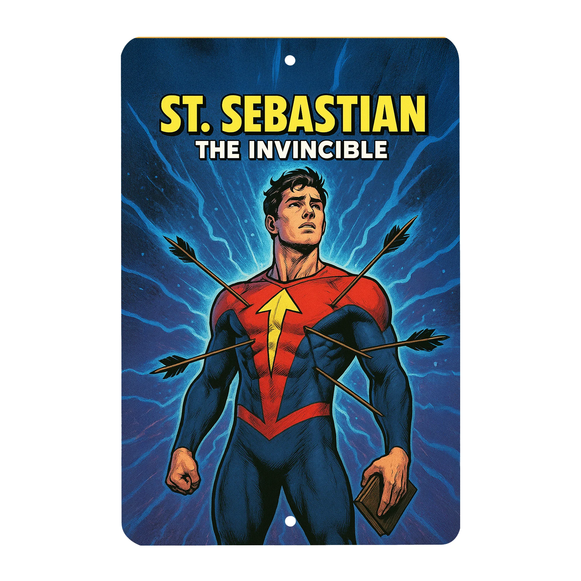 St. Sebastian Superhero Tin Sign - Image 4