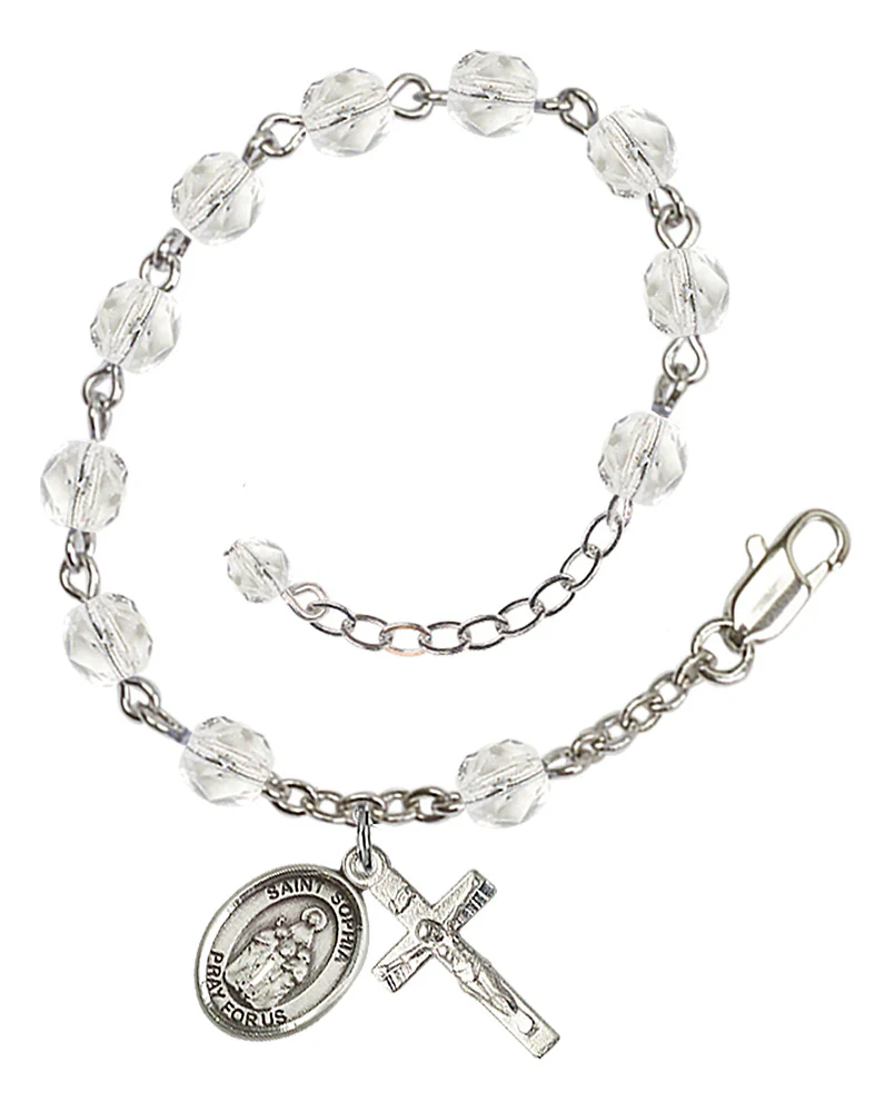 St. Sophia Crystal April Rosary Bracelet 6mm