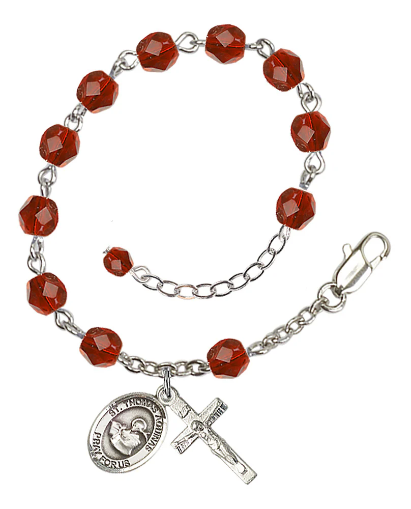 St. Thomas Aquinas Crystal Birthstone Rosary Bracelet - Multiple Birthstones - Image 7