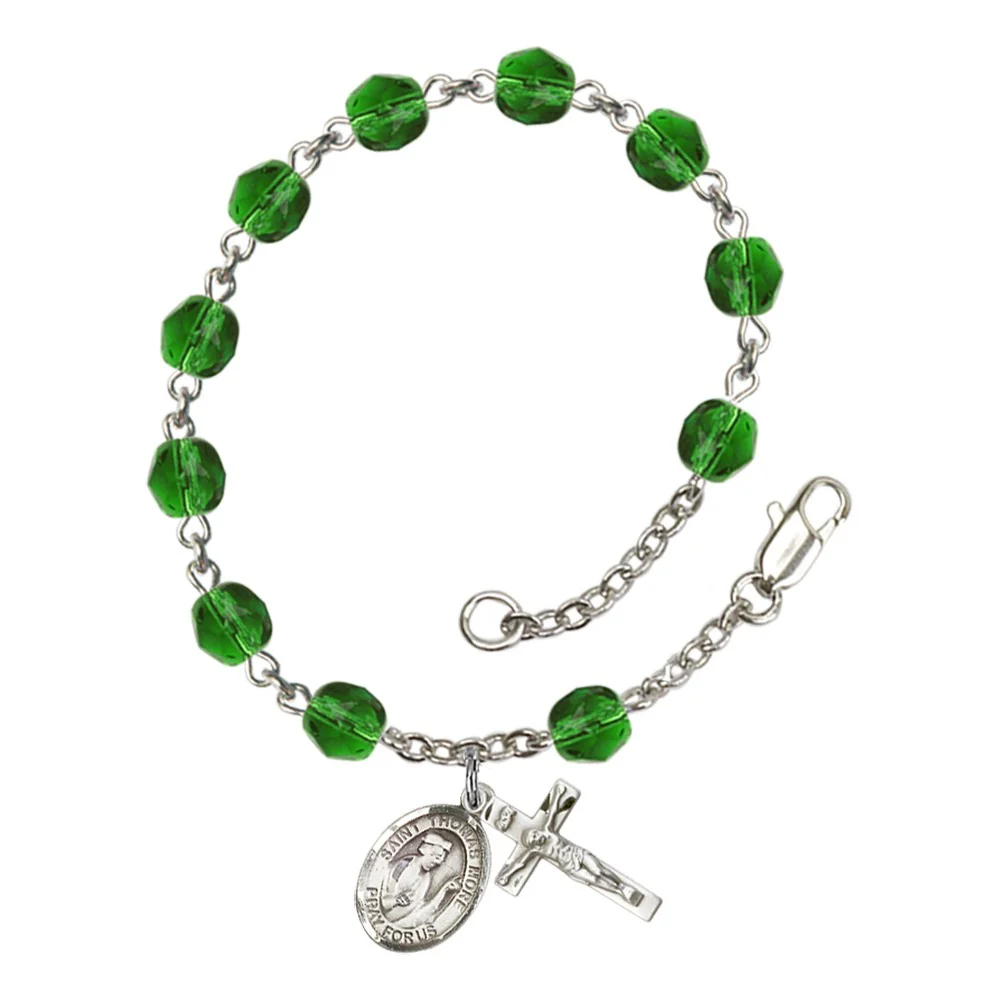 St. Thomas More Crystal Birthstone Rosary Bracelet - Multiple Birthstones - Image 10