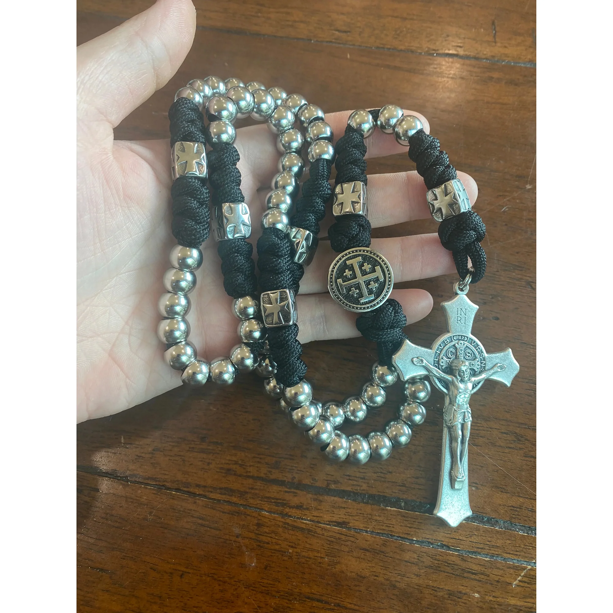 Stainless Steel Jerusalem Cross & St. Benedict Rosary - Image 3