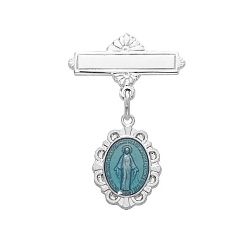 Sterling Silver Blue Miraculous Baby Pin