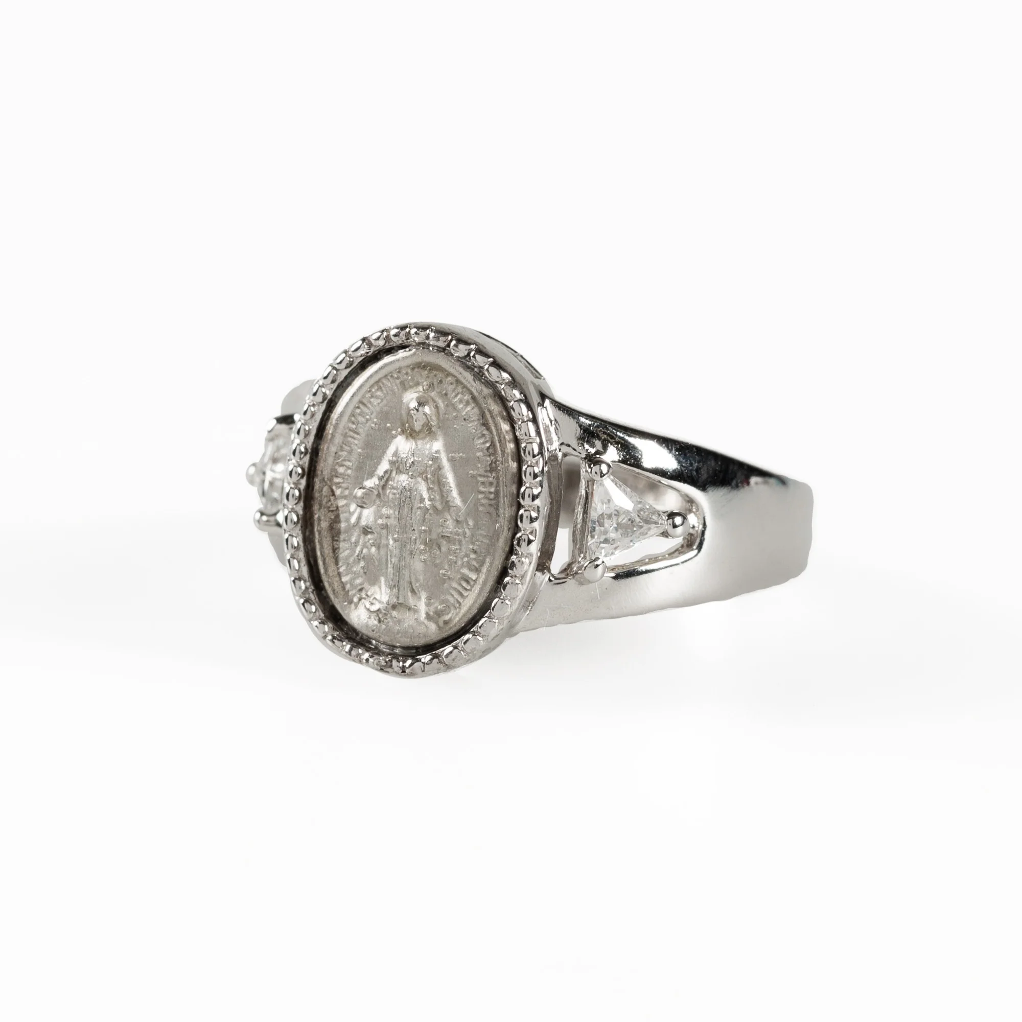 Sterling Silver Miraculous Medal Ring - Image 3