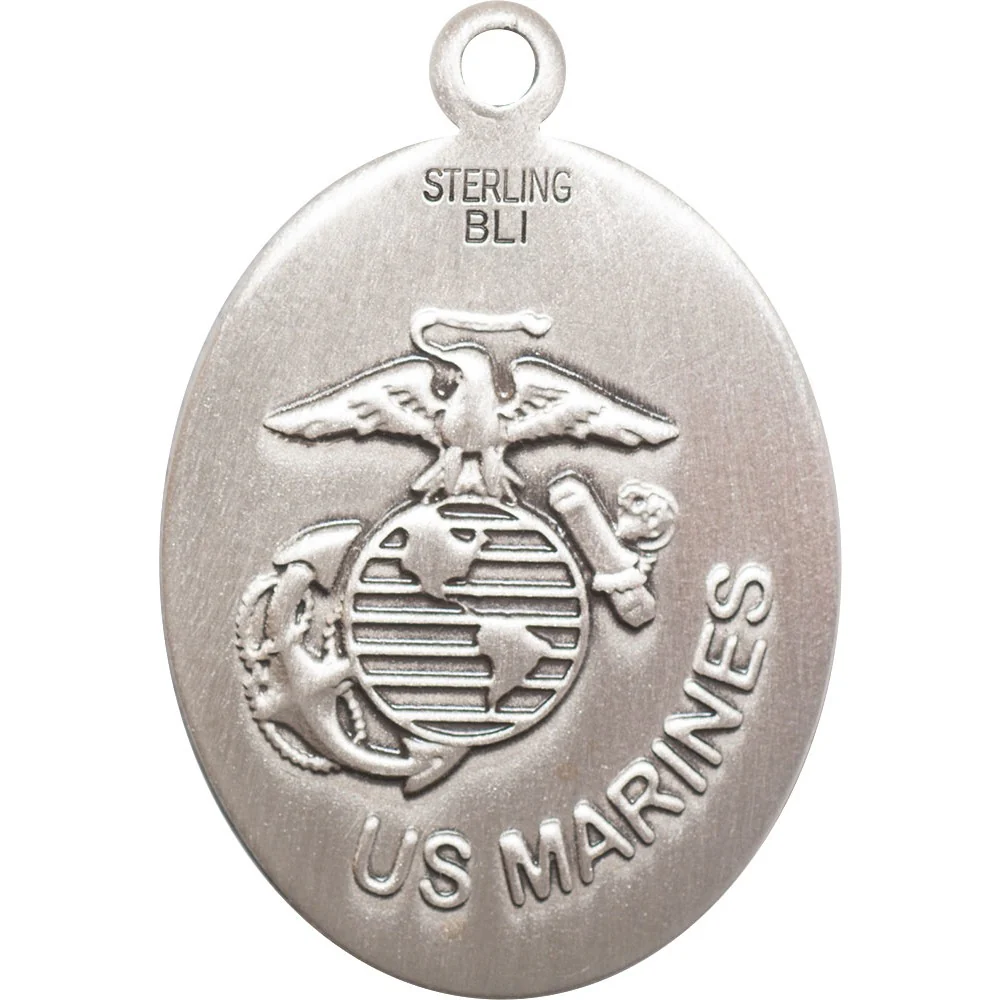 Sterling Silver St. Michael Oval Military Branch Necklaces - 18" - Image 8