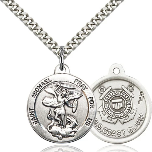 Sterling Silver St. Michael the Archangel Pendant/ Coast Guard - Image 2