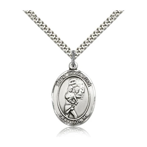 Sterling Silver St. Sebastian / Softball Pendant w/ chain