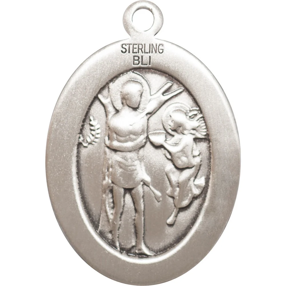 Sterling Silver St. Sebastian / Track & Field Pendant w/ chain - Image 2