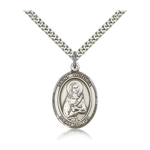 Sterling Silver St. Victoria Pendant w/ chain