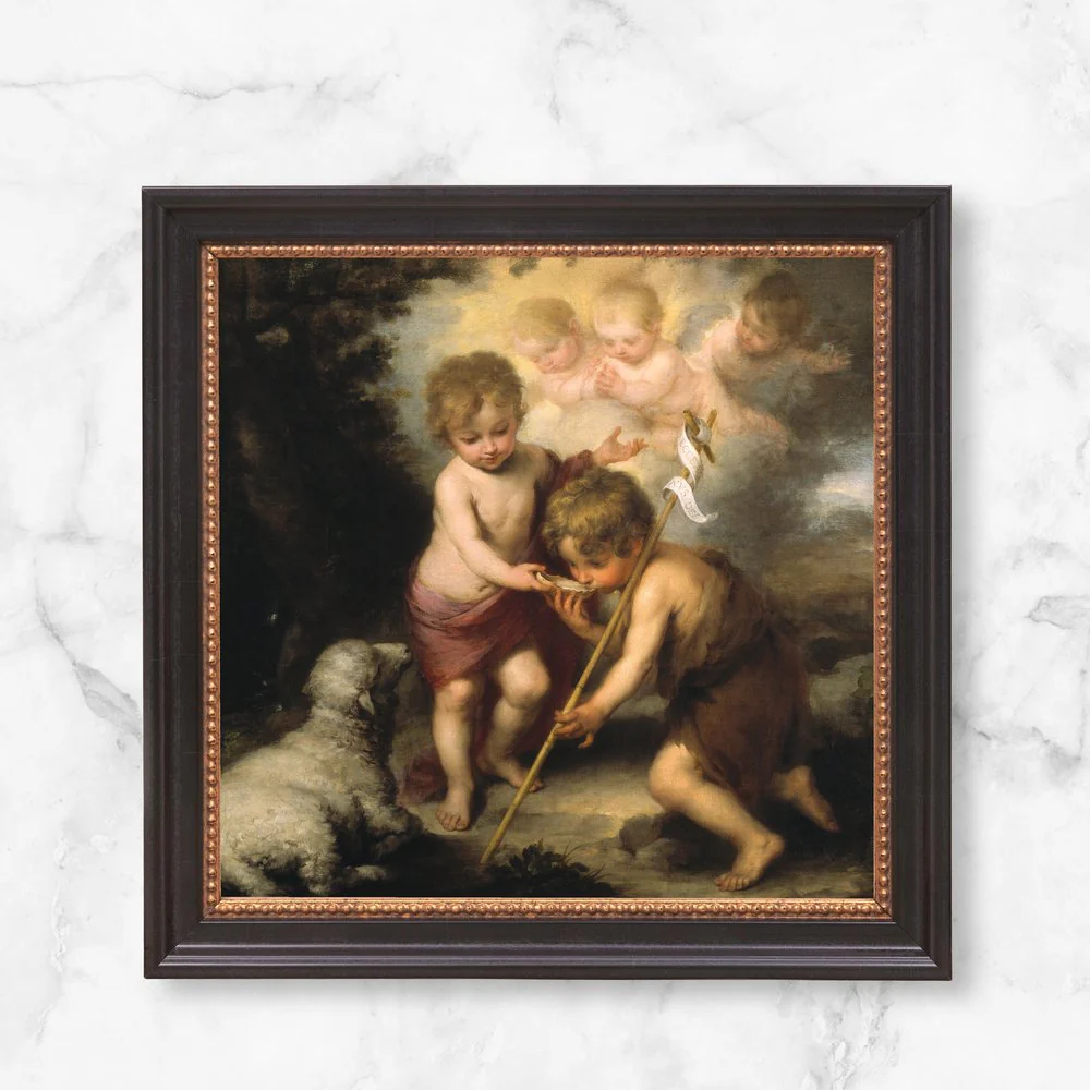 The Holy Children with a Shell Framed Canvas - Sacred Mini Collection - Image 10