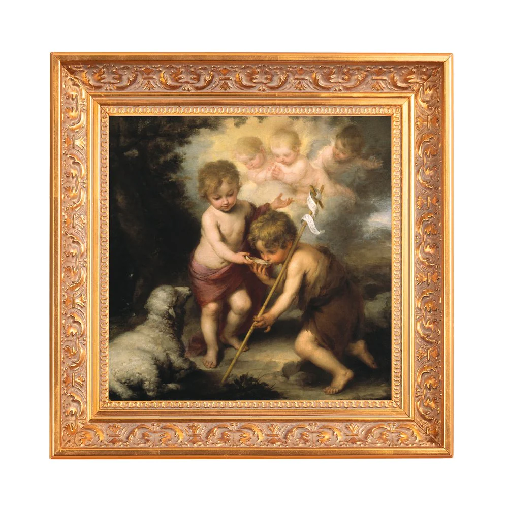 The Holy Children with a Shell Framed Canvas - Sacred Mini Collection - Image 3