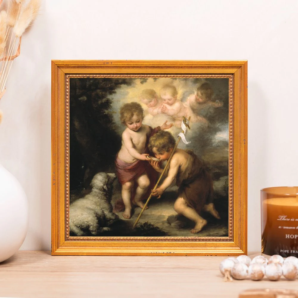 The Holy Children with a Shell Framed Canvas - Sacred Mini Collection - Image 5