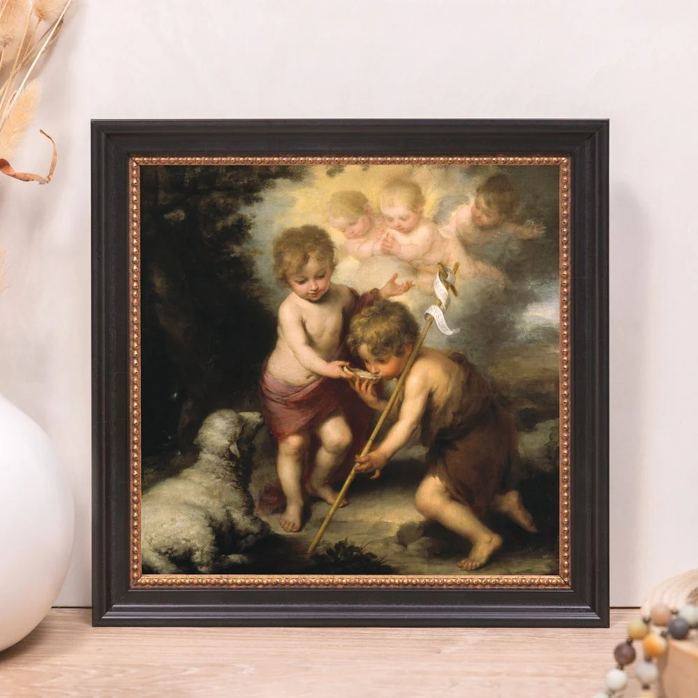 The Holy Children with a Shell Framed Canvas - Sacred Mini Collection - Image 9