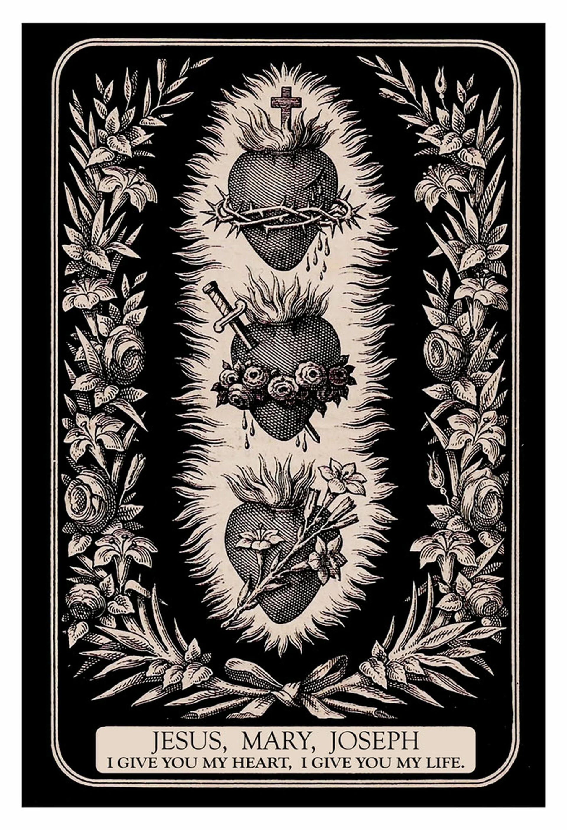 Three Hearts of the Holy Family Unframed Print