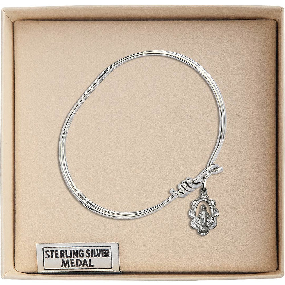 Youth 5 3/4" Rhodium Plated Bangle Bracelet with Miraculous Charm - Image 3